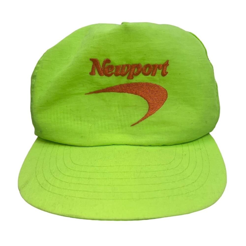 Vintage Newport Logo Green Neon One Size Snapback Nylon Hat Cap 90s